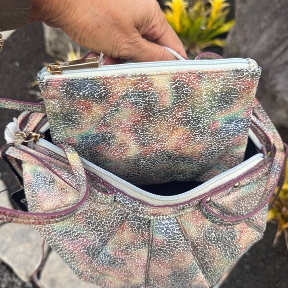 NEW Original by Sharif 1827 Pastel Fan Round Crossbody/Shoulder Bag with Wallet - Picture 5 of 12